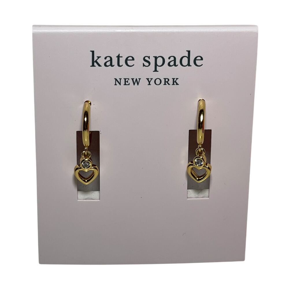 Kate Spade Shining Spade Huggies Earrings New